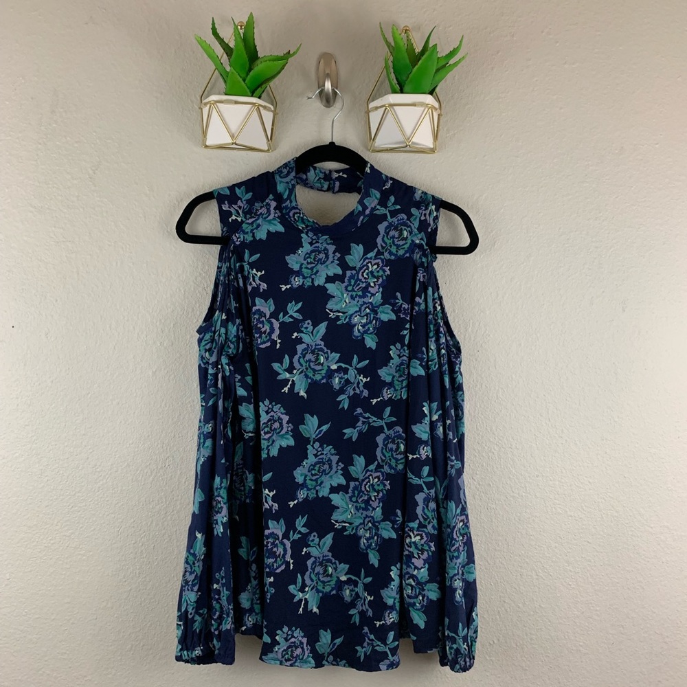 Angie Cold Shoulder Floral Blouse Size Medium Boho